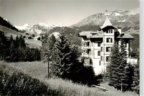 AK / Ansichtskarte  Wengen__BE Ferienheim Waldegg mit Tschingelhorn Gspaltenhorn und Schwarzbirg