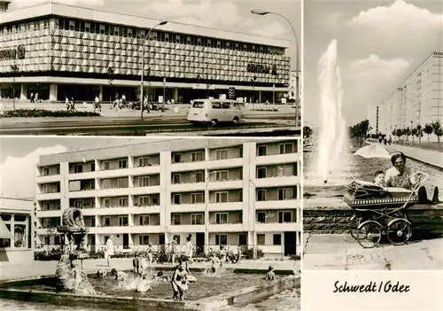 AK / Ansichtskarte  Schwedt_Oder Centrum Warenhaus Schwimmbad Brunnen