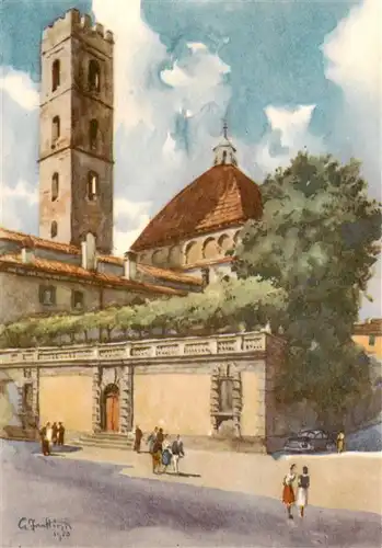 AK / Ansichtskarte  Lucca_Toscana_IT Piazza San Martino Giardini pensili Palazzo Micheletti dell Ammannati Kuenstlerkarte