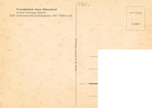 AK / Ansichtskarte  Hinterzarten Fremdenheim Haus Silberdistel