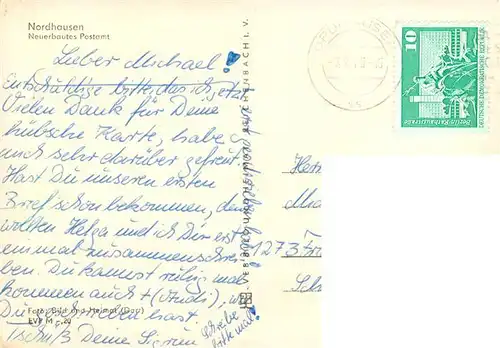 AK / Ansichtskarte 73916323 Nordhausen__Harz Neuerbautes Postamt