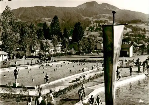 AK / Ansichtskarte 73916365 Nesselwang_Allgaeu_Bayern Schwimmbad mit Alpspitze