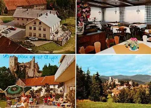 AK / Ansichtskarte 73916434 Weissenstein_Regen Gasthof Pension Burgruine Gastraum Terrasse Panorama