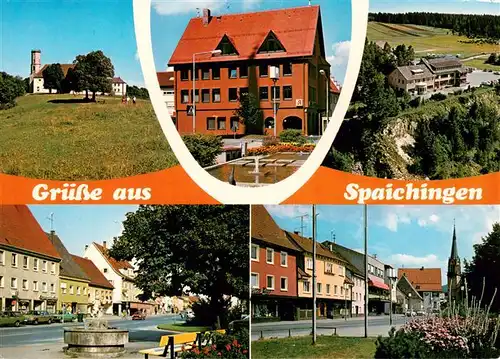 AK / Ansichtskarte 73916440 Spaichingen Hotel Hoehenrestaurant Klippeneck Fliegeraufnahme Dorfbrunnen Strassenpartie
