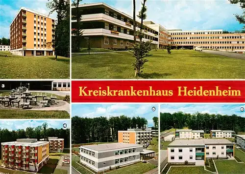 AK / Ansichtskarte 73916447 Heidenheim_Brenz Kreiskrankenhaus Schwestern Schuelerinnen Appartement Brunnenanlagen Schwesternschule mit Schwimmhalle Wohnhaeuser