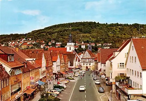 AK / Ansichtskarte  Kuenzelsau Hauptstrasse mit Rathaus und Ev Kirche