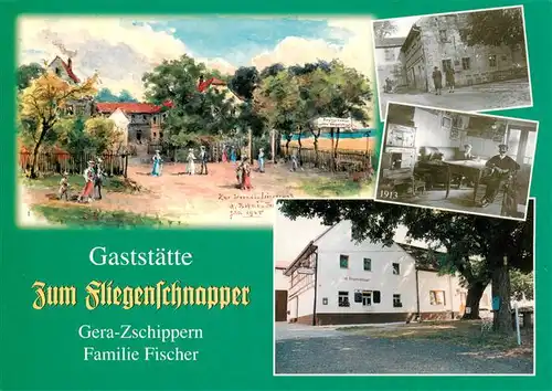 AK / Ansichtskarte  Gera Gaststaette Zum Fliegenschnapper Gaststube 1913 Teilansichten