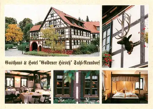 AK / Ansichtskarte 73916492 Suhl_Thueringer_Wald Gasthaus Hotel Goldener Hirsch Gastraum Zimmer