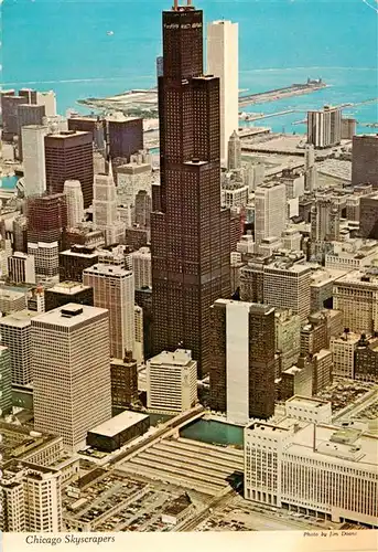 AK / Ansichtskarte  Chicago_Illinois Skyscrapers Aerial view of two of the tallest buildings in the world