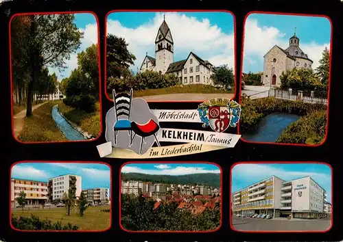 AK / Ansichtskarte  Kelkheim Kanal Kirchen Wohnblock Panorama Kreissparkasse