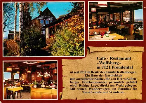 AK / Ansichtskarte 73916622 Freudental_Ludwigsburg Cafe Restaurant Wolfsberg Gastraeume