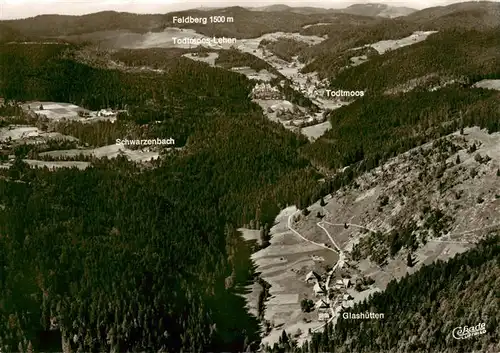 AK / Ansichtskarte 73916629 Todtmoos Fliegeraufnahme mit Feldberg Schwaerzenbach Glashuetten