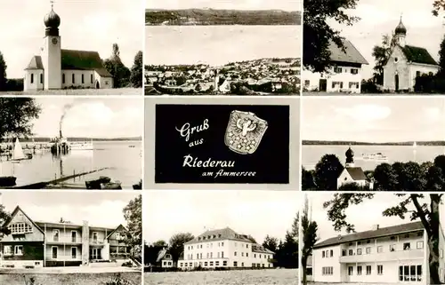 AK / Ansichtskarte 73916770 Riederau_Ammersee Kirchen Panorama Seepartie Weggenossenheim Freizeitenheim Genesungsheim