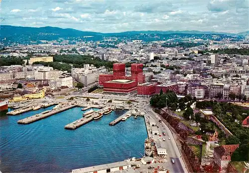 AK / Ansichtskarte  Oslo__Norge Radhuset og Havnen Fliegeraufnahme