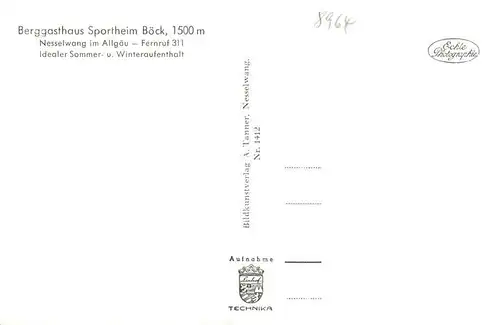 AK / Ansichtskarte  Nesselwang_Allgaeu_Bayern Berggasthaus Sportheim Boeck