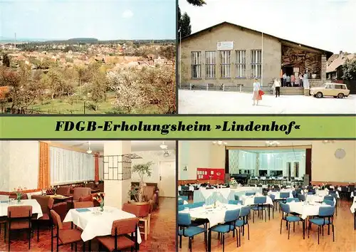 AK / Ansichtskarte 73916855 Ilsenburg_Harz FDGB Erholungsheim Lindenhof Aussenansicht Heimgaststaette Speisesaal