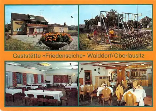 AK / Ansichtskarte  Walddorf_Eibau_Oberlausitz Gaststaette Friedenseiche Gastraeume Kinderspielplatz