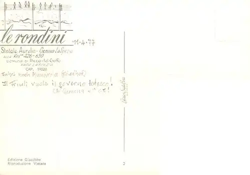 AK / Ansichtskarte  Genova_Genua_Liguria_IT Le Rondini Ristorante