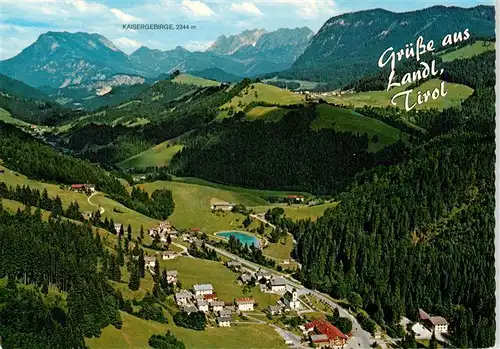 AK / Ansichtskarte  Landl_Thiersee_Tirol_AT Fliegeraufnahme mit Kaisergebirge