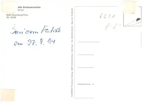 AK / Ansichtskarte  Eisenberg__Thueringen Waldgaststaette Schloessersmuehle Biergarten