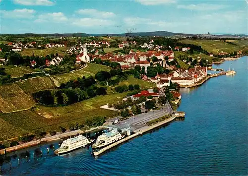 AK / Ansichtskarte  Meersburg_Bodensee Fliegeraufnahme mit Faehrehafen