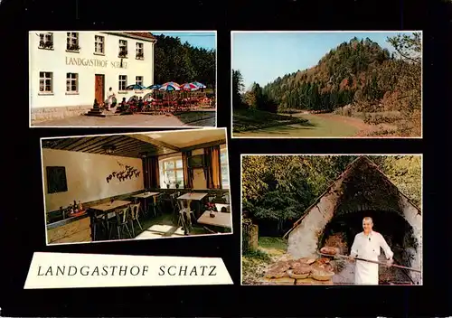 AK / Ansichtskarte  Hollenberg_Pegnitz Landgasthof Schatz Gastraum Holzbackofen Panorama