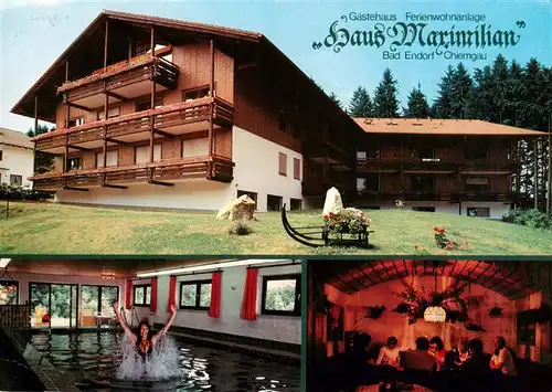 AK / Ansichtskarte 73917008 Bad_Endorf Gaestehaus Ferienwohnanlage Haus Maximilian Hallenbad Gaststube