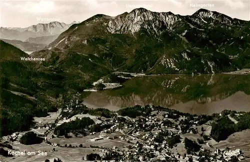 AK / Ansichtskarte  Kochel_See_Bayern Fliegeraufnahme mit Walchensee