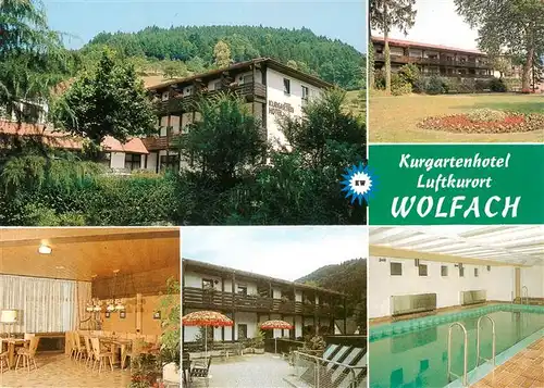 AK / Ansichtskarte 73917111 Wolfach_Schwarzwald Kurgarten Hotel Park Gastraum Hallenbad
