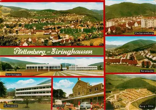 AK / Ansichtskarte 73917131 Plettenberg Fliegeraufnahme Eschensiedlung Sportanlagen Kersmecke Gymnasium Bahnhof Burg in Ohle