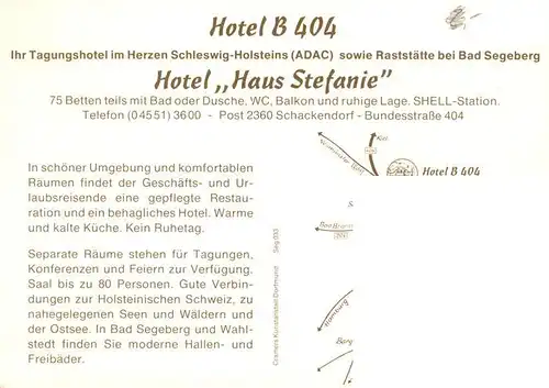 AK / Ansichtskarte  Bad_Segeberg Hotel B404 Hotel Haus Stefanie Gastraeume