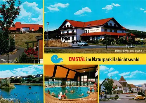 AK / Ansichtskarte 73917164 Emstal_Bad Thermalbad Hotel Emstaler Hoehe Angelteich Thermalhallenbad Kasseler Strasse