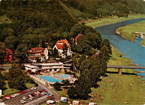 AK / Ansichtskarte  Bad_Karlshafen Mineral Schwimmbad Fliegeraufnahme