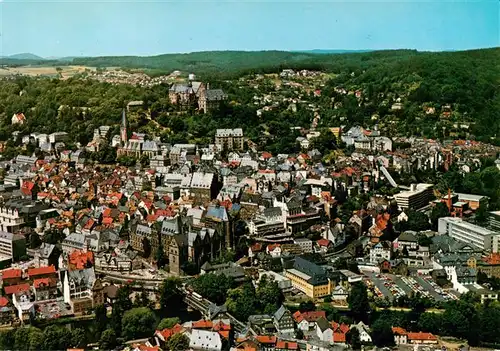 AK / Ansichtskarte  Marburg__Lahn Fliegeraufnahme mit Altstadt und Schloss