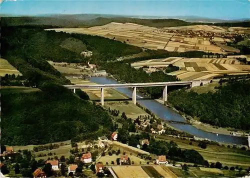 AK / Ansichtskarte  Hann._Muenden Hotel Gaststaette Letzer Heller Autobahnbruecke Fliegeraufnahme