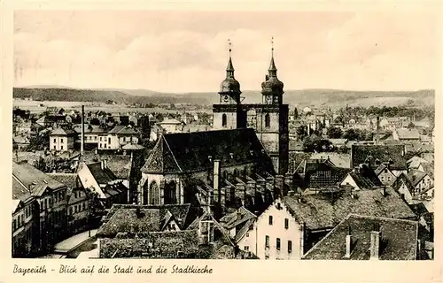 AK / Ansichtskarte 73917336 Bayreuth Blick auf die Stadt mit Stadtkirche