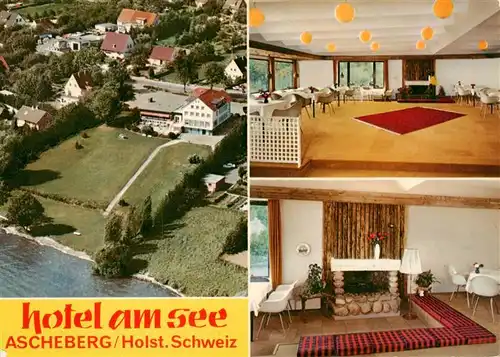 AK / Ansichtskarte 73917380 Ascheberg_Holstein Hotel am See Saal Kaminzimmer Luftaufnahme