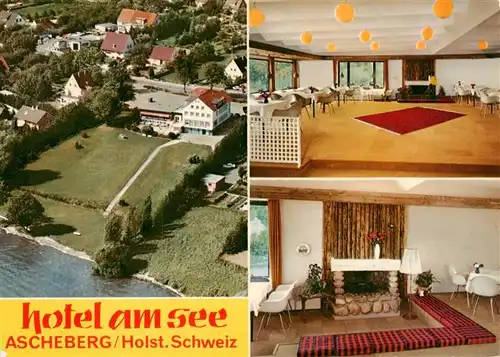 AK / Ansichtskarte  Ascheberg_Holstein Hotel am See Saal Kaminzimmer Luftaufnahme