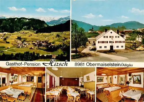AK / Ansichtskarte 73917398 Obermaiselstein Gasthof Pension Hirsch Gastraeume Panorama Alpen Luftaufnahme