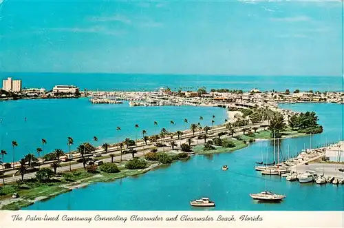 AK / Ansichtskarte  Largo_Florida_USA The Palm lined Causeway Connecting Clearwater and Clearwater Beach Fliegeraufnahme