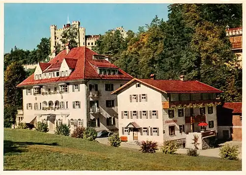 AK / Ansichtskarte  Hohenschwangau_Bayern Hotel Mueller mit Blick auf Schloss Hohenschwangau