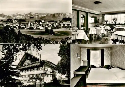 AK / Ansichtskarte 73917455 Scheidegg_Allgaeu_Bayern Gasthof Braeuhaus Pension Gastraum Zimmer Panorama