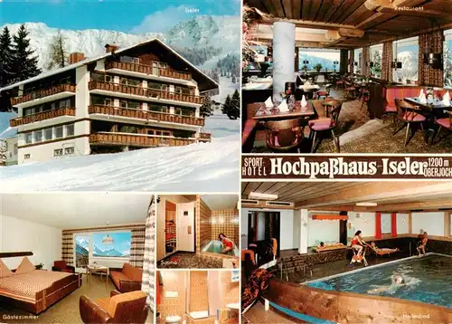 AK / Ansichtskarte  Oberjoch_Bad_Hindelang Sporthotel Hochpasshaus Iseler Restaurant Gaestezimmer Sauna Hallenbad