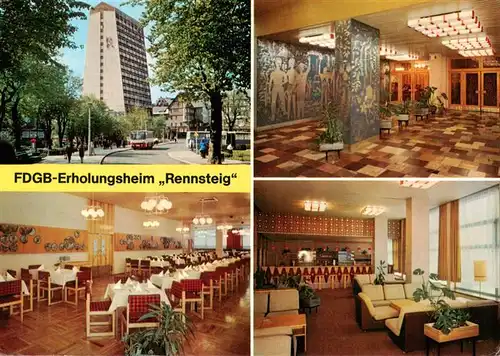 AK / Ansichtskarte 73917499 Oberhof__Thueringen FDGB Erholungsheim Rennsteig Aussenansicht Empfang Speisesaal Bar