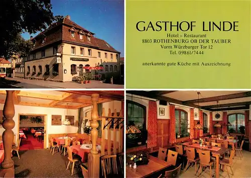 AK / Ansichtskarte 73917514 Rothenburg__Tauber Gasthof Linde Hotel Restaurant Gastraeume