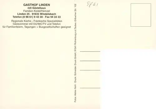 AK / Ansichtskarte 73917517 Windelsbach Gasthof Linden mit Gaestehaus