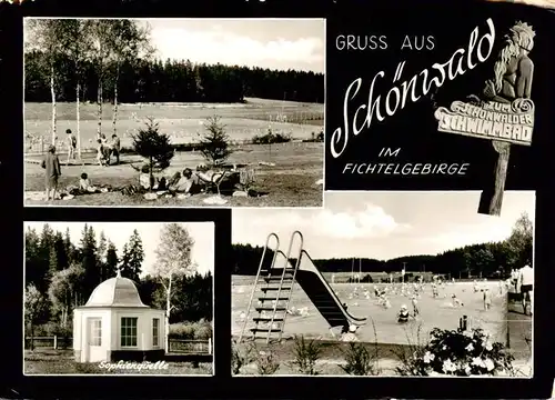 AK / Ansichtskarte 73917528 Schoenwald_Oberfranken Panorama Sophienquelle Schoenwalder Schwimmbad