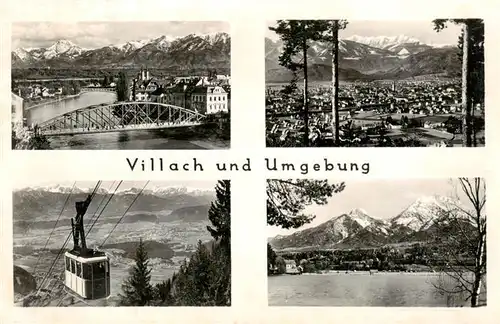 AK / Ansichtskarte  Villach_Kaernten_AT Draubruecke Panorama Seilbahn