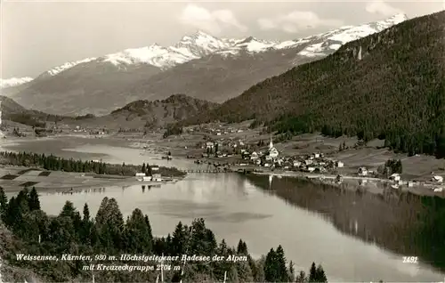 AK / Ansichtskarte  Weissensee_Kaernten_AT Hoechstgelegener Badesee der Alpen mit Kreuzeckgruppe