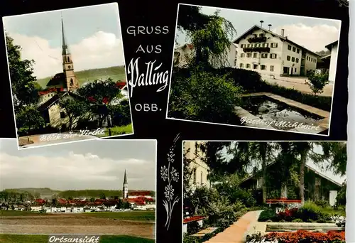 AK / Ansichtskarte  Palling Kirche Gasthof Michlwirt Ortspartie Park